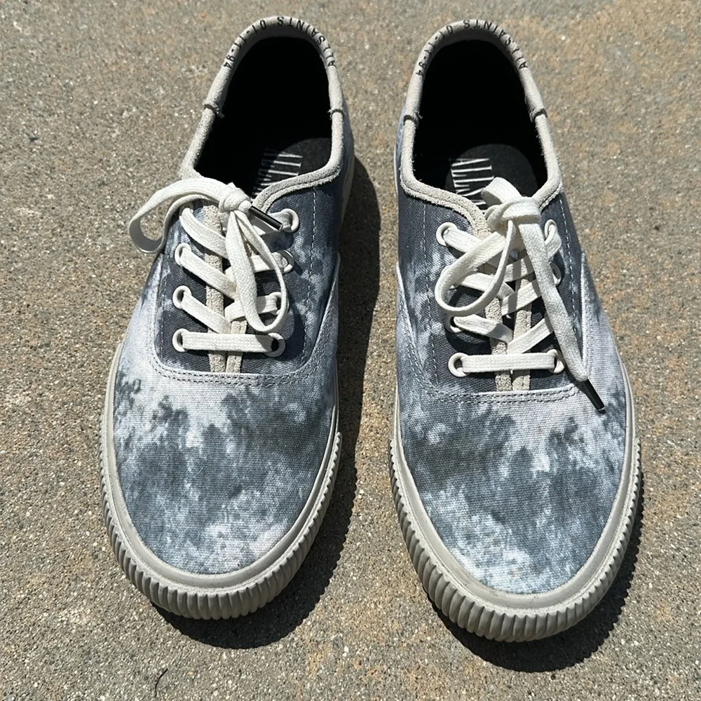 Allsaints Men's Lex Tie Dye Blue Gray Canvas Sneakers w/ Chunky Outsole Size 9